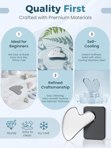 Stainless Steel Gua Sha Facial Tools, Guasha Tool for Face Acupuncture Therapy Trigger Point Treatment, Gua Sha Scraping Massage Tool - Image 4