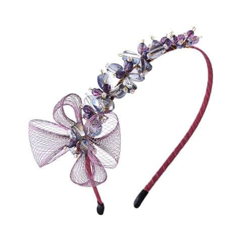 IYOU Fuchsia Crystal Wedding Headband Cover