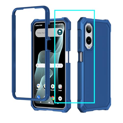 for Cricket Icon 6 Case/ATT Verge Case with Screen Protector,Cricket Icon 6 Phone Case Full Body Protection,Front Silicone Frame Frosted PC Back Military Grade Cover for ATT Verge/Cricket Icon6 Blue