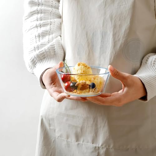 Image of AYUTAS Crystal Clear Glass Bowls Set of 2, Small Size Glass Dessert Bowl Set, 400 ML Serving Bowls for Modular Kitchen, Restaurants | Microwave Safe Glass Bowls | Size: 4 Inches