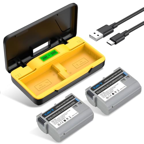 TAVT 2Pcs 2280mAh EN-EL15 EN-EL15C EN-EL15b Batteries & PD20W Fast Charger+SD Card Slots for Nikon Z6 Z6II Z6iii Z7 Z7II Z8 D7500 D7000 D7100 D7200 D500 D600 D610 D750 D780 D800 D800E D810A D850