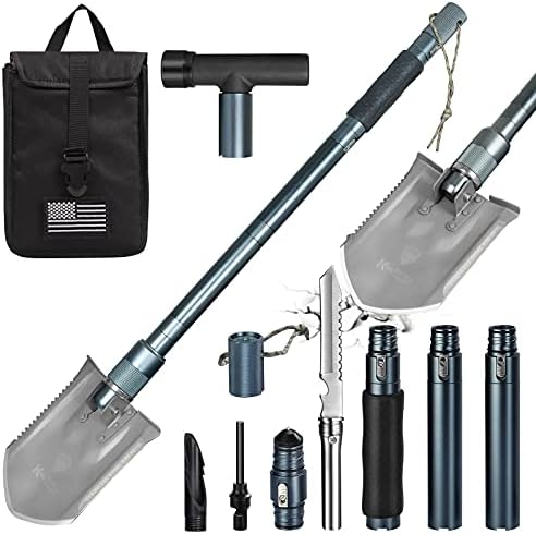 Military Survival Shovel, FIRPOW Heavyduty Compact Camping Folding Shovel, 18-in-1 Tactical Shovel for Off-Roading,Camping,Hiking