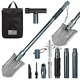 Military Survival Shovel, FIRPOW Heavyduty Compact Camping Folding Shovel, 18-in-1 Tactical Shovel f