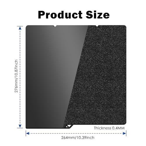 RugooSpink PEI Bauplatte für Kobra S1 264x276MM Platte Doppelseitige Texturiert + Glatte PEI Platte Abnehmbares Beheiztes Bett Frühling Stahlblech Flexible Plattform für Anycubic 3D-Drucker Zubehör