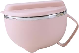 PRETYZOOM 1pc Noodles Container Rice Food Bowl With Cover Ramen Cooker Food Nesting Containers The Lunchbox Instant Noodle Bowl Noodle Bowl Food Boxes Pink Tableware Double Layer