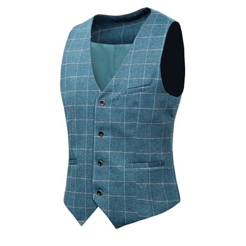 Cloudstyle Mens 3-Piece Plaid Suit Set Modern Fit Jacket Tux Blazer Vest Pants4