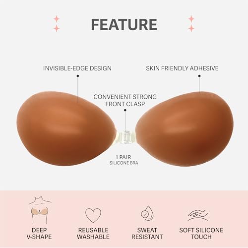 Self-Adhesive Silicone Sticky Bra: Backless Strapless Adhesive Bra, Reusable Invisible Push-Up Bra, Seamless Lift and Support3