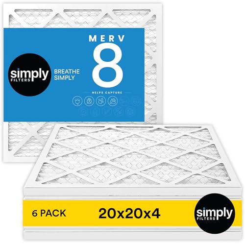 Image of Simply 24x24x4 Air Filter, MERV 8, 6 Pack, Furnace Air Filter for HVAC (Actual Size: 23.5 inchx23.5 inchx3.63 inch) DUST, Pet & Allergy Control