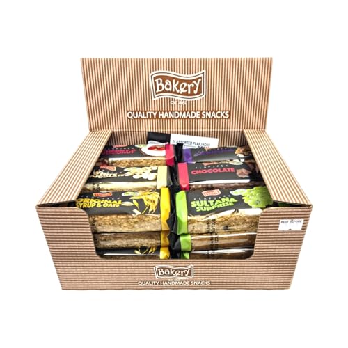 PEARLS ASSORTED FLAPJACKS MIX A (Pack of 24) - Cherry & Coconut White Chocolate Sultana Chocolate Original Syrup & Oats | Snack Bars Variety Pack Oat Bars | Cereal Bars Multipack Bulk Fibre Bars