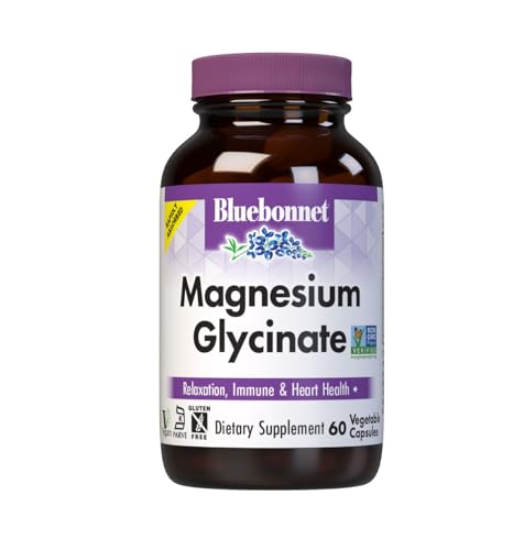 Bluebonnet Magnesium Glycinate Energy Production* Enzyme Function* Non-GMO Certified by NSF Vegan Kosher Certified Gluten-Free Soy-Free Dairy-Free 60 Vegetable Capsules 15 Servings