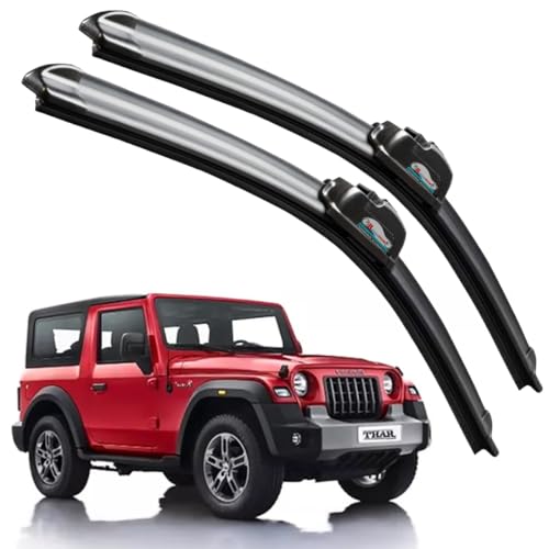 Image of Frameless Rubber Car Wiper Blades Set of 2 Compatible with (Mahindra Thar (D-14,P-14))