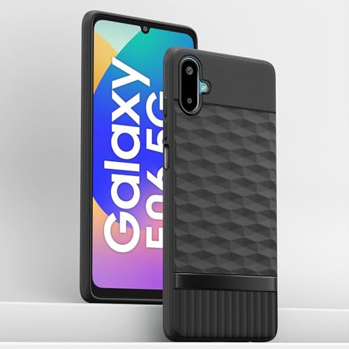 Image of Pikkme Back Cover for Samsung Galaxy F06 5G / Samsung Galaxy M06 5G Camera Protection 3D Hexa Cube Design Silicone Protective Bumper Case (Black)