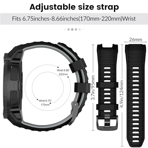 MYSNBKN 26mm Watch Strap for Garmin Instinct 2X/Instinct 2X Solar, Tactical Soft Silicone Replacement Strap with Adapter Tools - Image 3