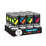Yesly Energy Drink, Variety Pack, Naturally Flavored Sparkling Energy Water With Electrolytes, Magnesium, Potassium, Vitamin C, B6 & B12, Natural Caffeine From Green Tea, 12 Fl Oz Cans, 12 Pack
