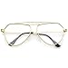 Modern Matte Metal Frame Double Nose Bridge Clear Flat Lens Aviator Eyeglasses 52mm (Gold/Clear)