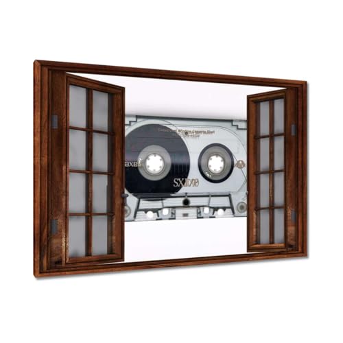 Toile cassette de musique 90 x 60 cm décoration murale salon