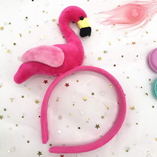 TOYANDONA 2pcs Flamingo Headband, Pink and Rose Red Hair Cute Flamingo Head Hair for Hawaii Party Supplies - Image 4