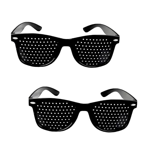 SquishyWorld Paquete de 2 gafas estereoscópicas, plegables, con orificios nasales, unisex, de sol, con agujeros, alivian la fatiga ocular, protegen los ojos y las lentes con rejilla