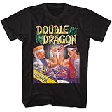 Double Dragon Gaming Two Fighters Men's Short Sleeve T Shirts Vintage Style Video Games Graphic Tees Black