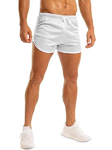 Ouber Men's Workout Racing Short Shorts With Elastic Drawsting (A-White,L) #TOP4
