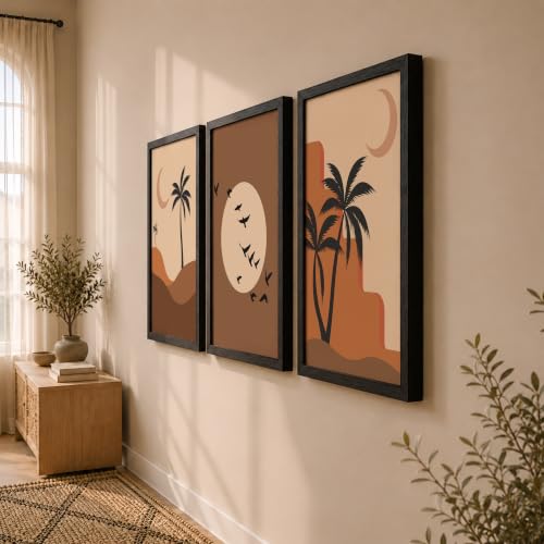 Image of NoWorries Coconut palm tree nature wall paintings for living room /Wall hangings for home decor, Wall art framed poster art prints (Theme-minimal) multicolor frame (Art-16, 17x25inch)