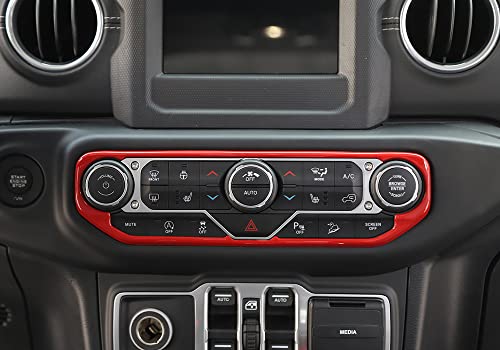 Abs Car Interior Central Air Conditioning Switch Control Button Ring Cover Decal Decor Trim For Jeep Wrangler Jl 2018+ For Jeep Jt Gladiator 2018+ (Red) #TOP5