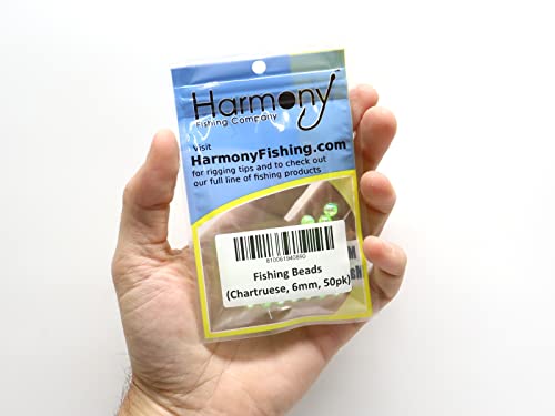 Harmony Fishing - Holographic Beads for Fishing Rigs, Baits & Lures (50 Pack) (Chartreuse, 6mm (50 Pack))
