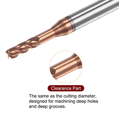 Image of HARFINGTON 2pcs Square Nose End Mill 4mm Shank 2.5mm x 12mm AlTiSin Coated Solid Carbide Long Reach Extended Neck 4 Flutes CNC Router Bit Milling Cutter for Stainless Steel Hardened Steel