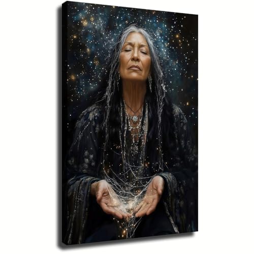 ZQLZNOBET Grandmother Spider Wall Art Native American Indigenous Goddess Poster Canvas Wall Art Modern Aesthetic Decorative Painting for Bedroom Living Room Office (Unframe,12x18 inch)