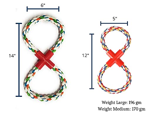 Image of Cotton Chew Dog Rope Toy, Double Ring Dog Chew Tug Toy, Medium, Multicolor
