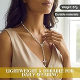 eioororriy Rosary Beads Catholic for Women, White Faux Pearl Rosary Necklace Plain Elegant Style – Spiritual Gift for Baptism Communion Confirmation - Image 6