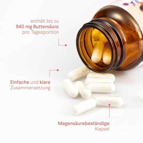 Health Labs Care Natriumbutyrat 1200 mg - Magensaftresistente Buttersäure Kapseln - 940 mg Buttersäure pro Tagesportion - 60 vegane Kapseln - Hochdosiert