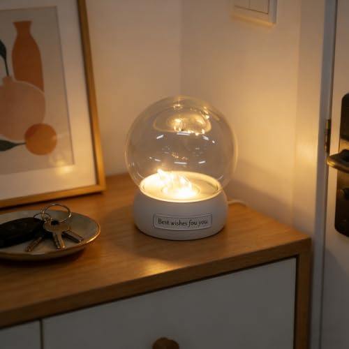Cúpula de cristal con luz LED blanca Veemoon para proteger tus flores eternas de forma elegante 7