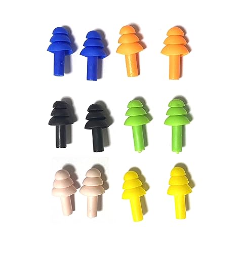 6 Pairs Reusable Silicone Swimming Earplugs Silicone Noise Cancelling Ear Plugs Waterproof Earplugs for Swimming and Sleeping,Learning, Hearing Protection, Concerts, Shooting