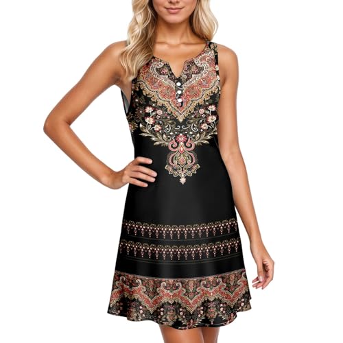 Robe d'été confortable boutonnée au style fluide et décontracté
