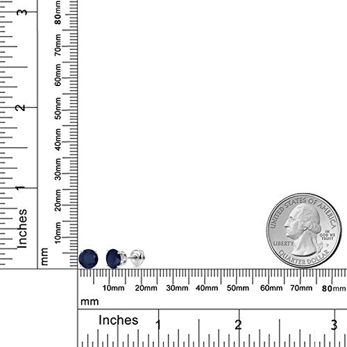 Gem Stone King 14K White Gold Blue Sapphire Screwback Stud Earrings Jewelry For Women (2.20 Cttw, Gemstone Birthstone Round 6Mm) #TOP3
