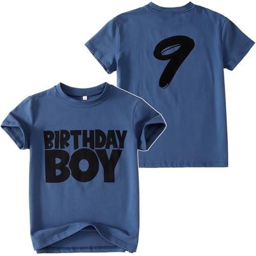 AG AGUU Birthday Boy Shirts 9th Birthday T-Shirt Kids Toddler Baby 9Y Boys Birthday Tees Party Outfits Nine Year Old Tops(Blue-9th)