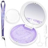 Gaboolo Retainer Case with Mirror and Lanyard,Slim Aligner Case with Vent Holes, Retainer Removal Tool and Brush(White Purple with Lanyard)