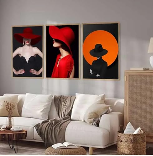 Cadre 70 x 100 cm x 3 peinture pour grand mur vide de salon contemporain