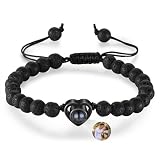 LoraPetid Custom Photo Bracelets with Picture inside Personalized Adjustable Beads Bracelets with Photo Projection Bracelet for Women Men Customized Gifts for Boyfriend Girlfriend (Style 6)