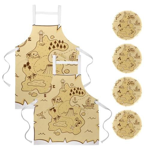Tablier de serveuse anti-taches pour restaurant et pâtisserie à motif pirate