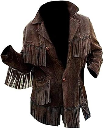 Authentic Leather Jacket Suede Western Leather Jacket Native American Fringe Jacket Black