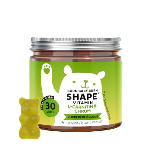 Stoffwechsel Gummies - Burn Baby Burn Shape Vitamin - Mit L-Carnitin Chrom Grüntee-Extrakt Biotin und Zink - 30 Stück (1 Monat) - Vegan Zuckerfrei - Bears with Benefits