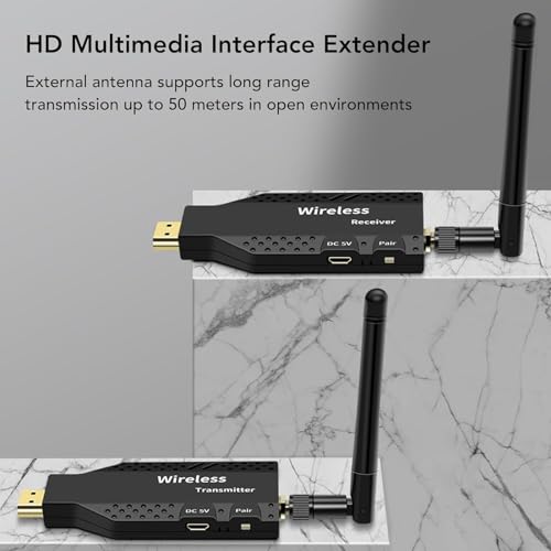 Image of HDMI Wireless Plug and Play 100 m Long Range Transmitter and Receiver 4K,1080P Wire-less Extender Adapter for Streaming Video /Audio Laptop /PC (HDMI Wireless Plug and Play 100 m Long Range RX-TX)