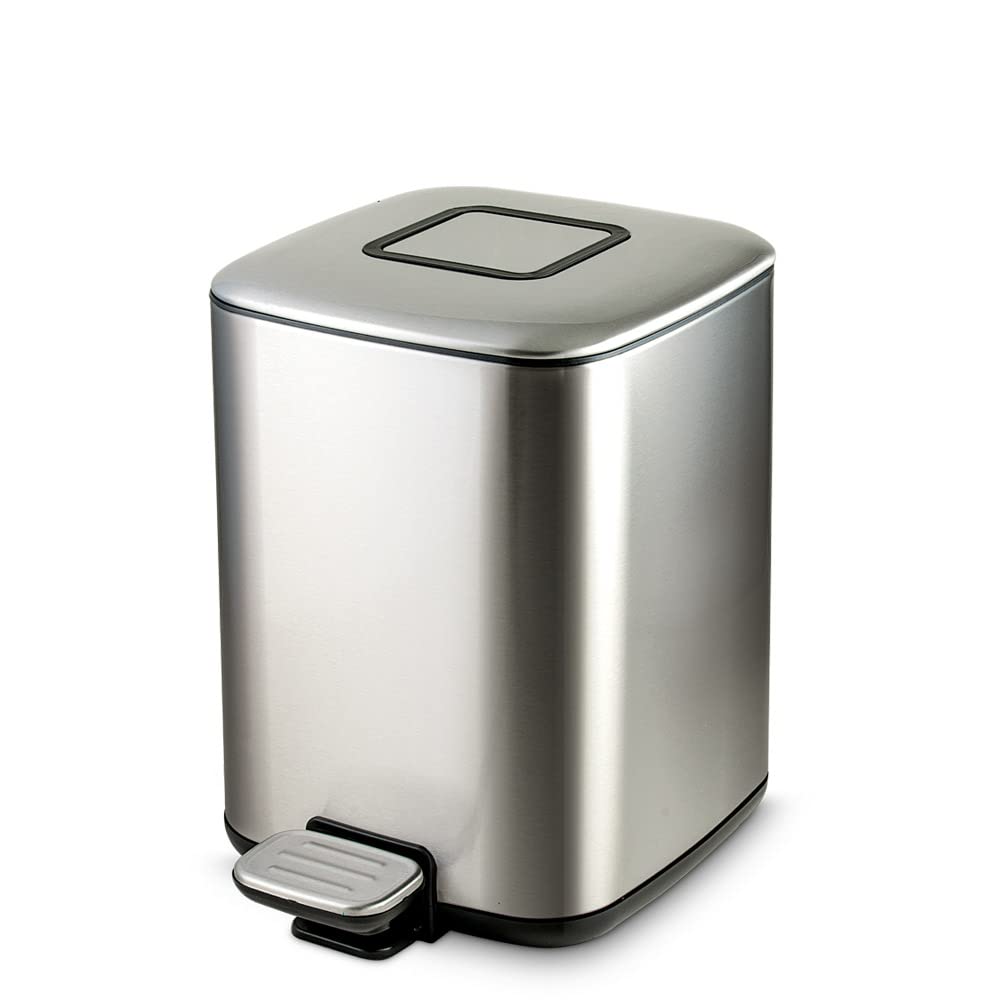 Freelance Miya Stainless Steel Dustbin for Home 9L Steel - SS Metal Pedal Bin with Lid & Bucket - Garbage Dust Bin/Waste Trash Can for Kitchen, Office, Bedroom, Bathroom/Toilet/Washroom