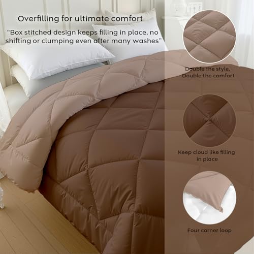 Image of AYKA Reversible AC Comforter 150 GSM Lightweight Microfiber Summer Blanket for Single Bed (60x90 Inches) | Soft Cooling Quilt, Breathable All Season Duvet for AC Room | Taupe & Brown