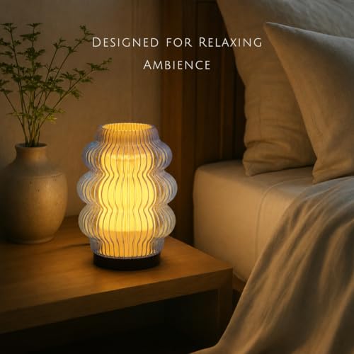 Image of Haydn Modern LED Table Lamp for Living Room & Bedroom | Warm Night Light for Kids & Adults | Aesthetic Home Decor Bedside Lamp | Ambient Glow | LED Bulb Included | Clear Blue - Pack of 1