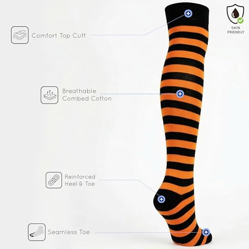 Image of Mysocks Unisex Over the Knee Socks | Stripe Design| Combed Cotton| Hand Linked Toe | Soft Latex Band