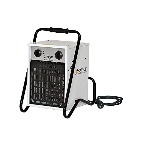 Chauffage air pulsé portable électrique avec thermostat d'ambiance intégré 3,3 kW 490m3/H 230V B33/S Sovelor