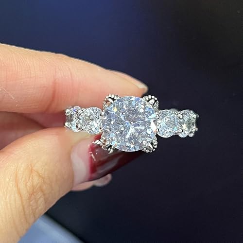 Luxury Round Cubic Zirconia Rings for Women Bridal Wedding Band2